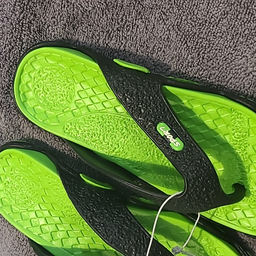 Flip-flops green & black sandals - Picture 5 of 13